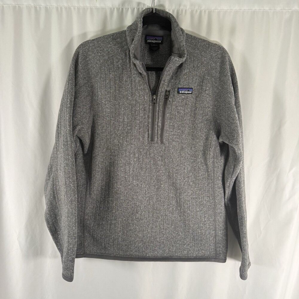 Patagonia Jacket Women's Small Gray Fleece Lined 1/4 Zip Pocket Long Sleeve Ribb